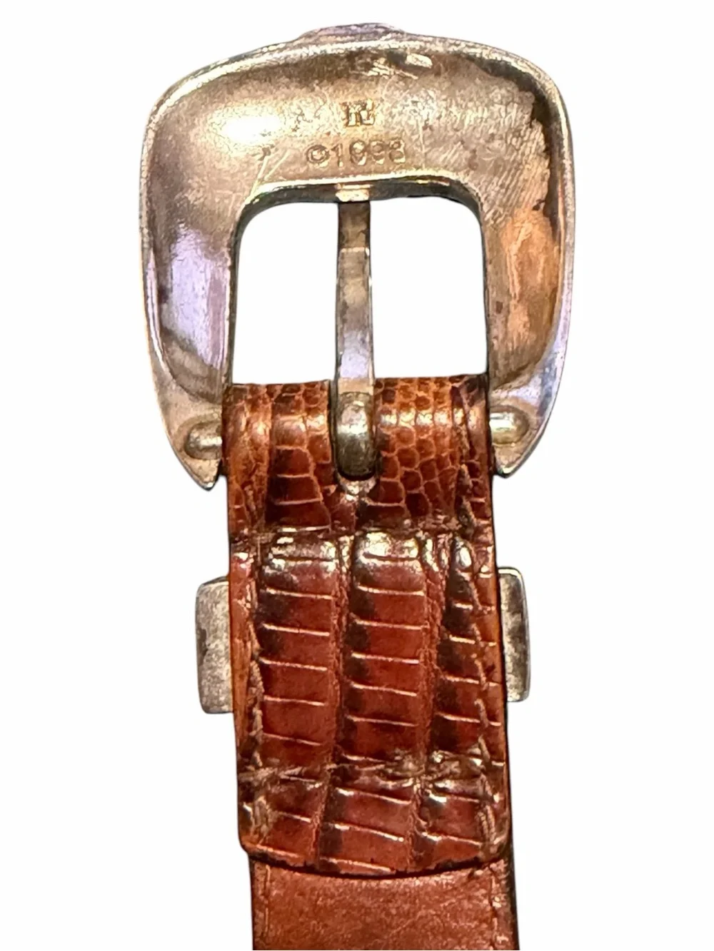 VTG Men’s Brown Full Grain Braided Leather Belt w/ Silver Tone Buckle - 38